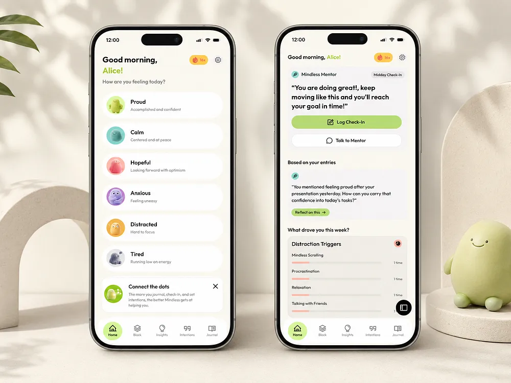 Mindless. Mental wellness mobile app.