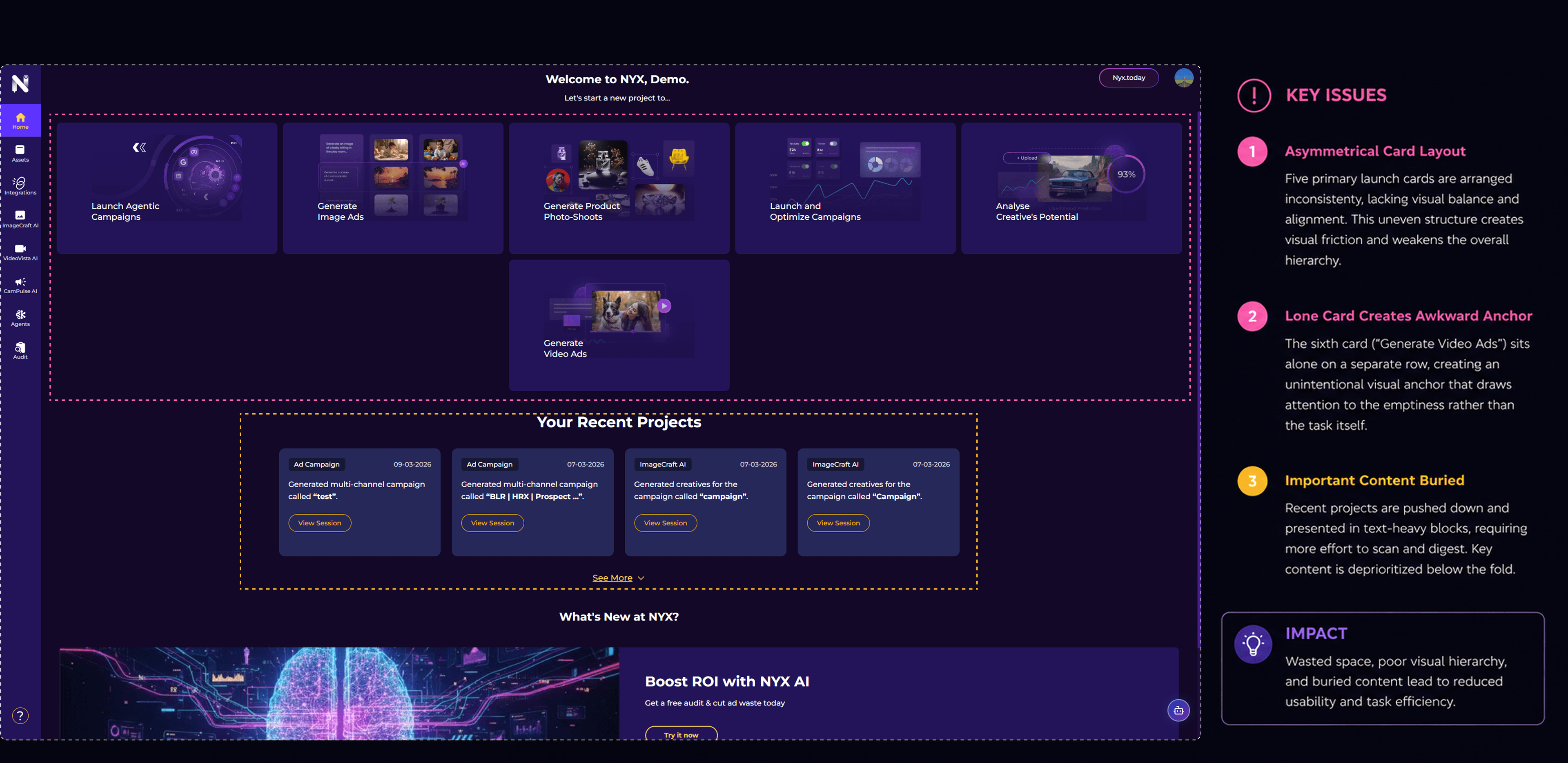 NYX.today legacy homepage audit